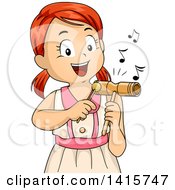Poster, Art Print Of Red Haired White Girl Playing A Tone Block