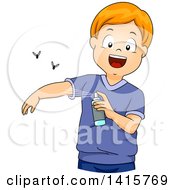 Poster, Art Print Of Red Haired Whtie Boy Applying Insect Repellent