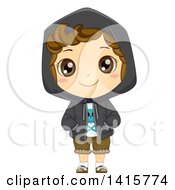 Poster, Art Print Of Brunette Caucasian Boy Wearing A Hoodie