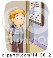 Poster, Art Print Of Red Haired White School Boy Waiting Outside A Classroom Being Punished For Being Late