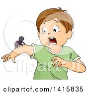 Poster, Art Print Of Brunette White Boy Screaming About A Spider On His Arm