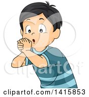 Boy Using His Hands And Playing An Imaginary Flute