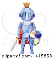 Poster, Art Print Of Fully Armored Knight Holding A Sword And Shield