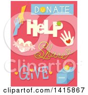 Poster, Art Print Of Charity And Donation Design Elements On Pink