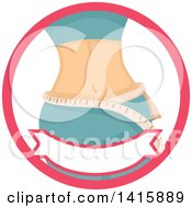 Clipart Of A Fitness Icon Of A Woman Measuring Her Waist Royalty Free Vector Illustration