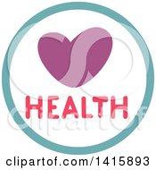 Clipart Of A Fitness Icon With A Heart And Health Text Royalty Free Vector Illustration by BNP Design Studio