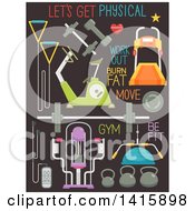 Poster, Art Print Of Gym Equipment And Words On Dark Gray