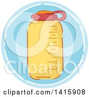 Clipart Of A Sketched Round Fitness Water Bottle Icon Royalty Free Vector Illustration