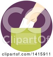 Round Icon Of A Hand Donating Money And Putting It In A Box