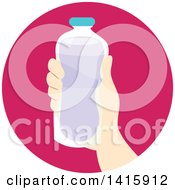 Poster, Art Print Of Round Icon Of A Hand Donating A Bottled Beverage