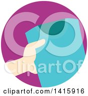 Poster, Art Print Of Round Icon Of A Hand Donating Clothing
