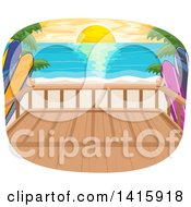 Poster, Art Print Of Beach House Balcony Over An Ocean Sunset