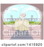 Poster, Art Print Of Romantic Table Set For Two On A Balcony With A Valley View