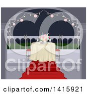 Poster, Art Print Of Romantic Table Set For Two On A Balcony At Night