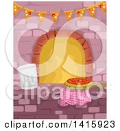 Poster, Art Print Of Chef Toque Hat And Pizza On A Counter Near A Brick Oven