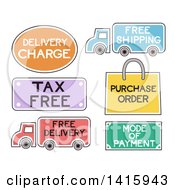 Clipart Of Purchasing And Shipping Design Element Labels Royalty Free Vector Illustration by BNP Design Studio
