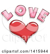 Poster, Art Print Of Red Heart And Love Text
