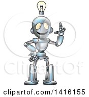 Poster, Art Print Of Cartoon Robot Character With An Idea