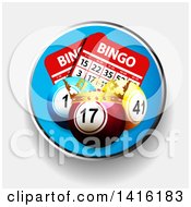 Poster, Art Print Of Circle With 3d Bingo Balls And Cards And A Crown Over Shaded White