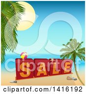 Poster, Art Print Of 3d Sale Blocks With A Ball On A Tropical Beach