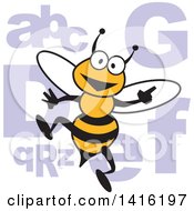 Poster, Art Print Of Cartoon Bee With Alphabet Letters For A Spelling Bee