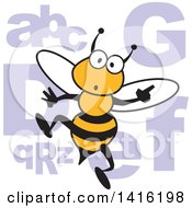 Poster, Art Print Of Cartoon Surprised Bee With Alphabet Letters For A Spelling Bee