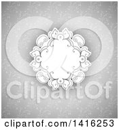 Clipart Of A Wedding Invitation Background With A Swirl Frame Over Gray Vines Royalty Free Vector Illustration