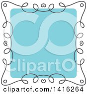 Clipart Of A Sketched Gray And Blue Frame Design Element Royalty Free Vector Illustration