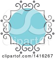 Clipart Of A Sketched Gray And Blue Frame Design Element Royalty Free Vector Illustration