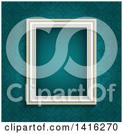 Poster, Art Print Of 3d Blank Picture Frame Over A Teal Damask Wallpaper Background