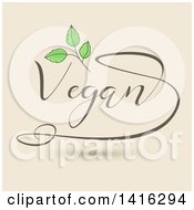 Clipart Of A Vegan Design With Leaves On Tan Royalty Free Vector Illustration