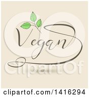 Poster, Art Print Of Vegan Design With Leaves On Tan