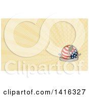 Retro Sketched World War Two Grenade Mounted On A Microphone Stand Over A Blank Banner American Flag And Rope And Rays Background Or Business Card Design