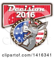 Poster, Art Print Of Retro Politician Democratic Donkey On A Decision 2016 Sign