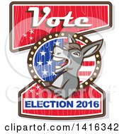 Poster, Art Print Of Retro Politician Democratic Donkey On A Vote Election 2016 Sign