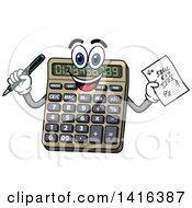 Clipart Of A Calculator Character Royalty Free Vector Illustration