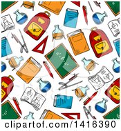 Poster, Art Print Of Seamless Background Pattern Of School Items