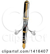 Clipart Of A Pen Character Royalty Free Vector Illustration