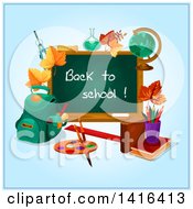 Clipart Of A Back To School Chalkboard And Supplies Royalty Free Vector Illustration by Vector Tradition SM