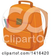 Clipart Of A Backpack Royalty Free Vector Illustration