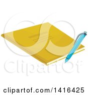 Clipart Of A Book And Pen Royalty Free Vector Illustration