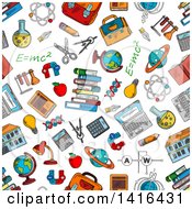 Poster, Art Print Of Seamless Background Pattern Of School Items