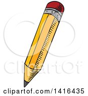 Clipart Of A Sketched Pencil Royalty Free Vector Illustration