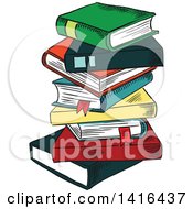 Poster, Art Print Of Sketched Stack Of Books