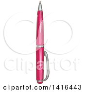 Clipart Of A Sketched Pink Pen Royalty Free Vector Illustration