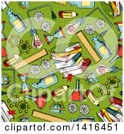 Clipart Of A Seamless Background Pattern Of Science Items Royalty Free Vector Illustration