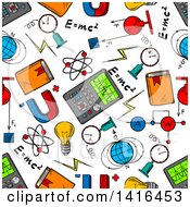 Poster, Art Print Of Seamless Background Pattern Of Science Items