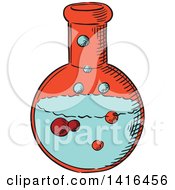 Clipart Of A Sketched Science Flask Royalty Free Vector Illustration