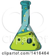 Clipart Of A Sketched Science Flask Royalty Free Vector Illustration