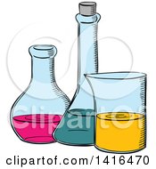 Poster, Art Print Of Sketched Science Flask
